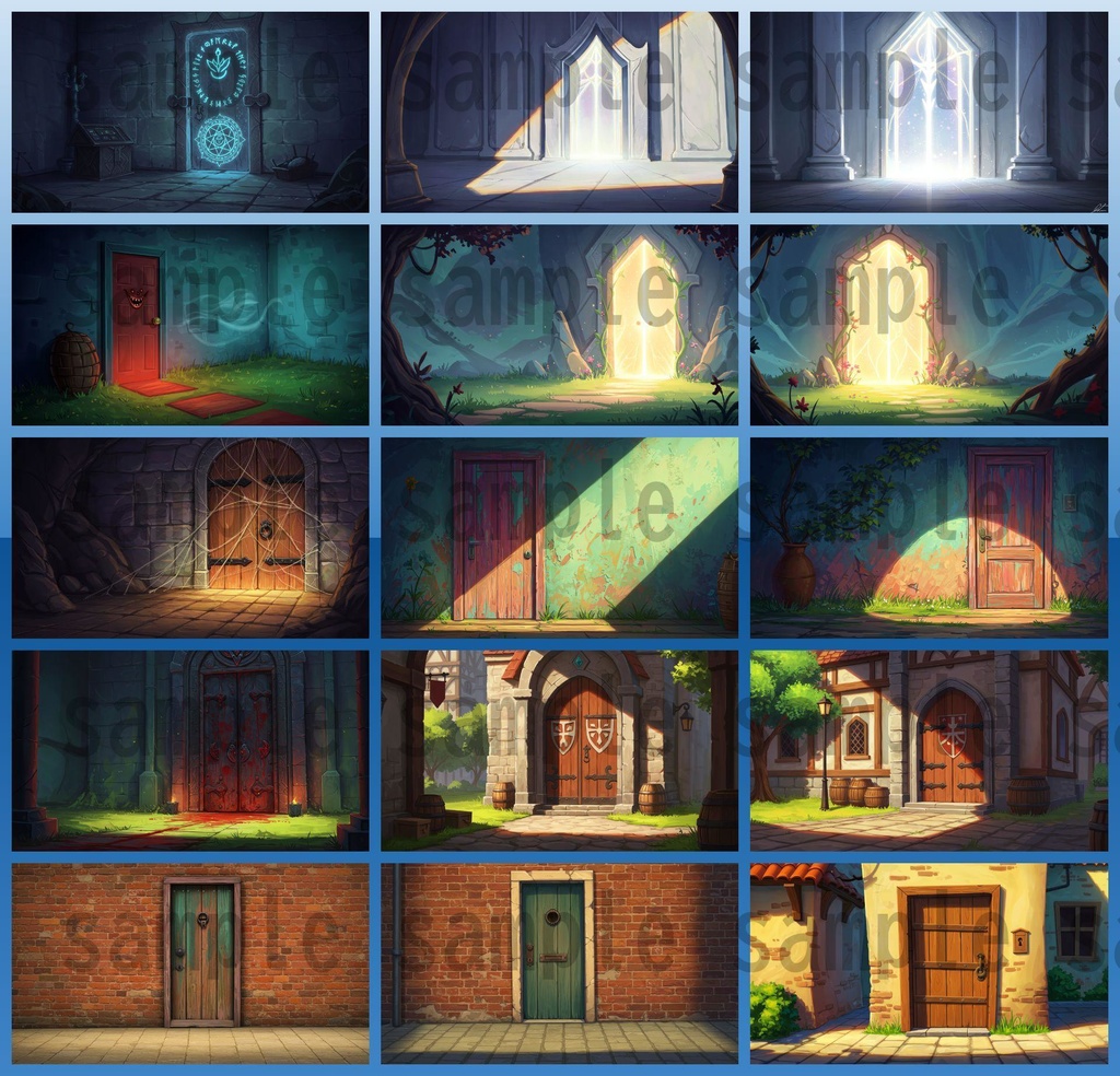 【99枚】閉じた扉の正面 背景イラスト【著作権フリー素材】