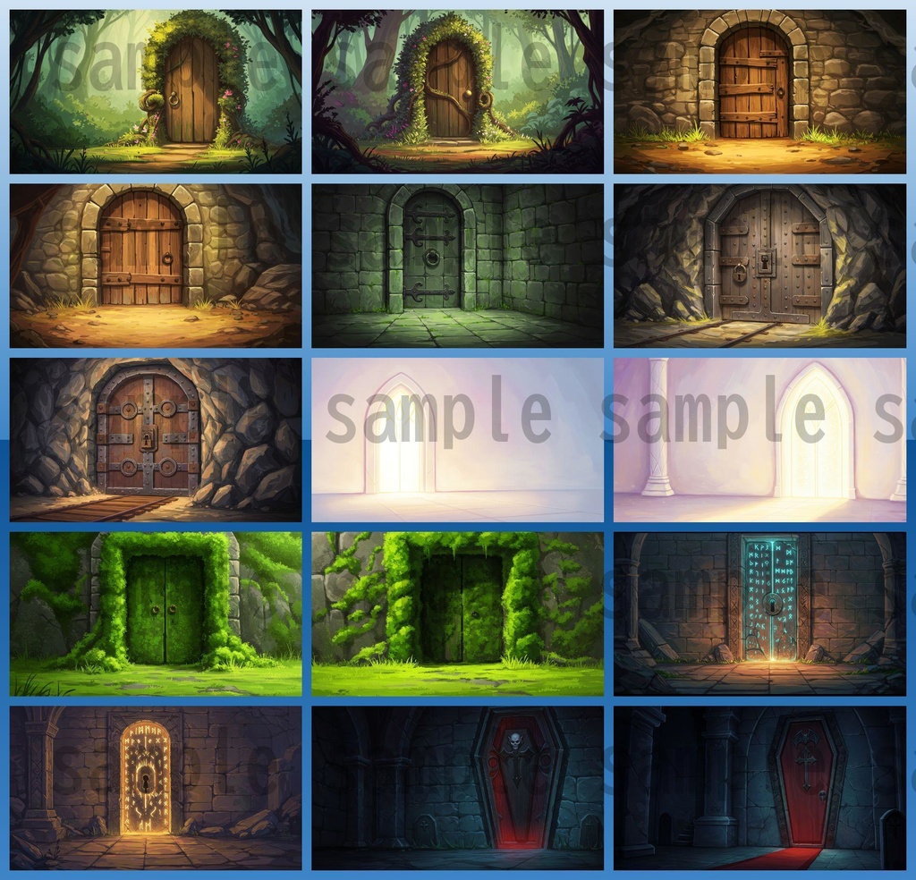 【99枚】閉じた扉の正面 背景イラスト【著作権フリー素材】