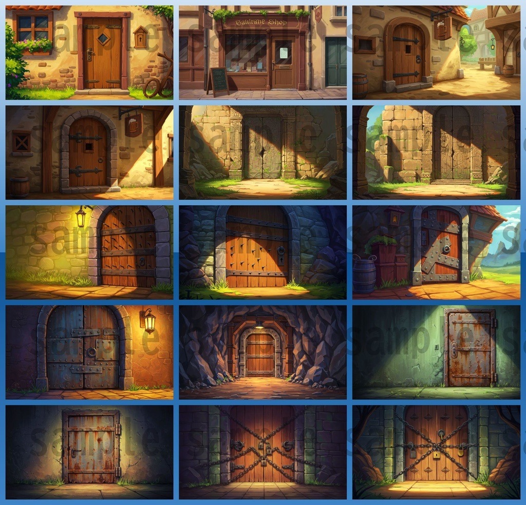 【99枚】閉じた扉の正面 背景イラスト【著作権フリー素材】