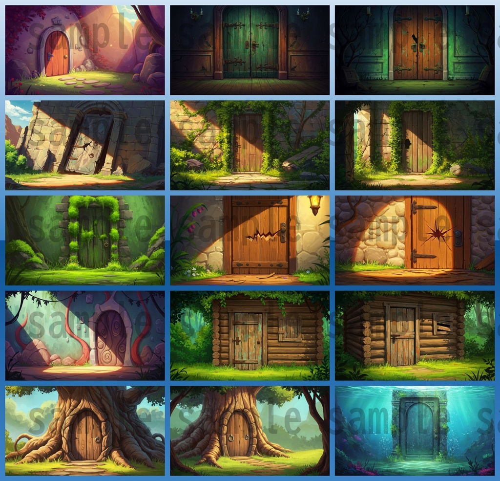 【99枚】閉じた扉の正面 背景イラスト【著作権フリー素材】