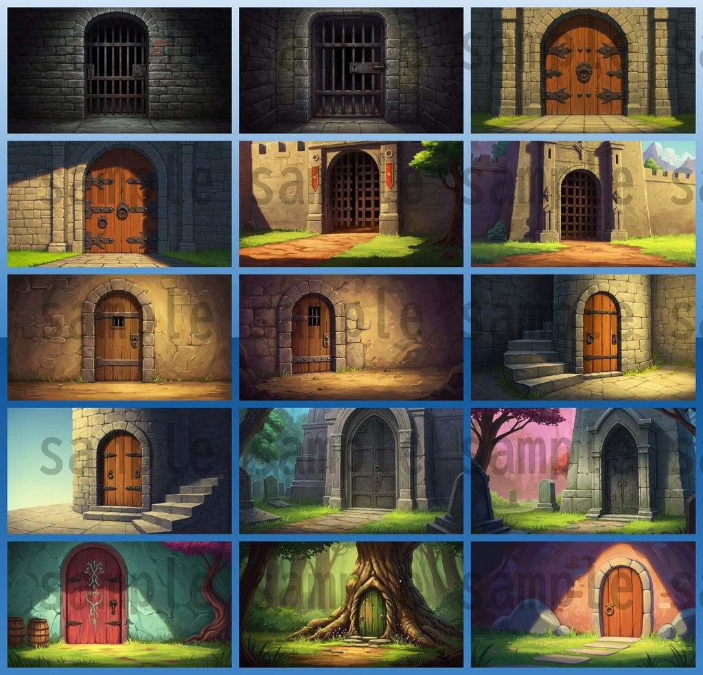 【99枚】閉じた扉の正面 背景イラスト【著作権フリー素材】