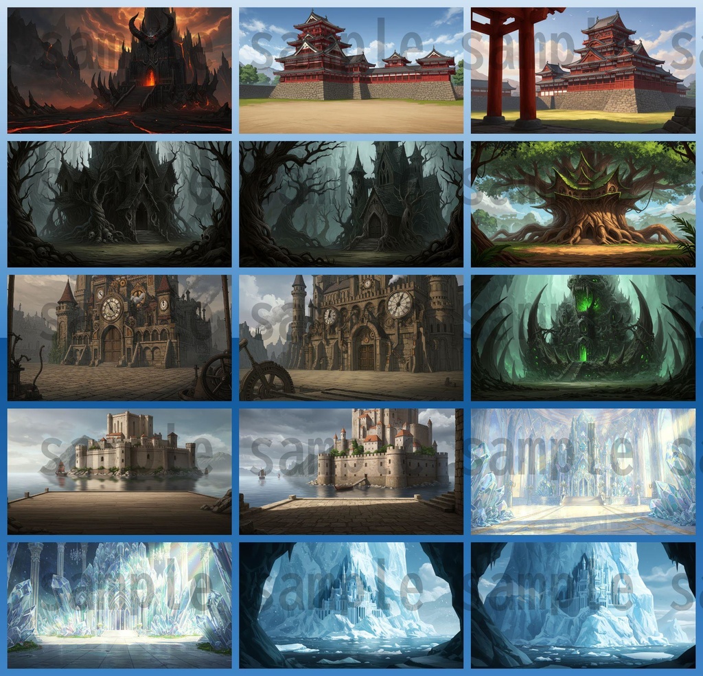 【68種類/112枚】城・宮殿の外観 背景イラスト【著作権フリー素材】