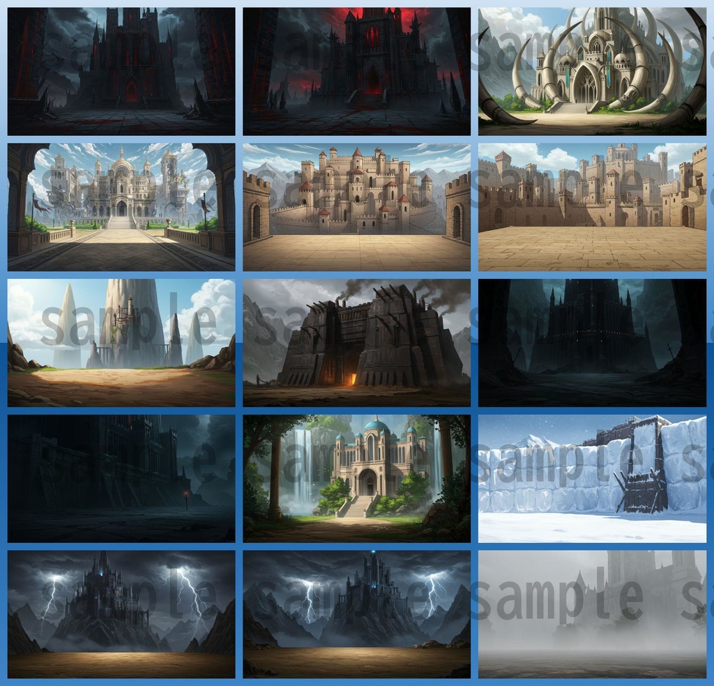 【68種類/112枚】城・宮殿の外観 背景イラスト【著作権フリー素材】