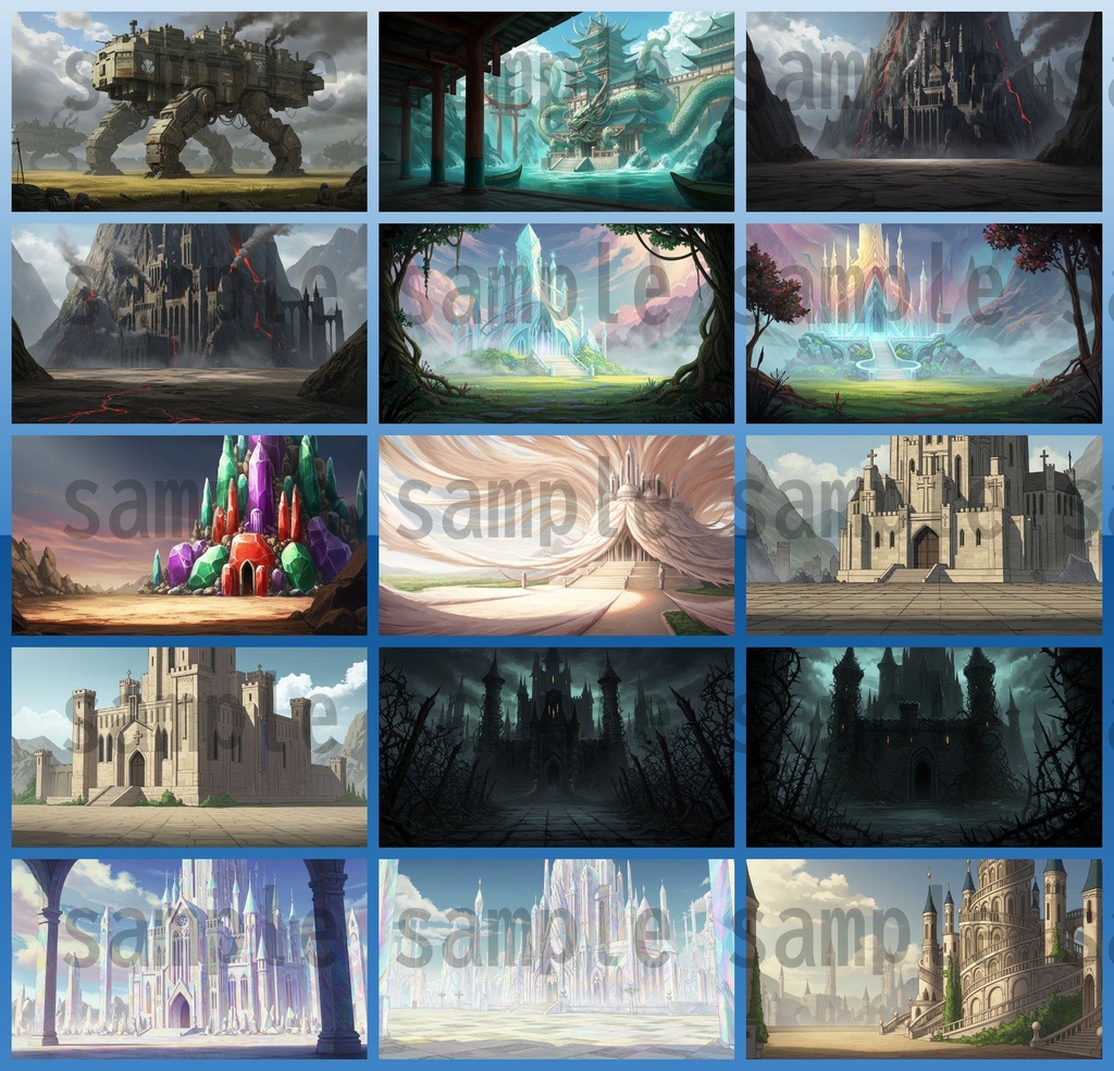 【68種類/112枚】城・宮殿の外観 背景イラスト【著作権フリー素材】