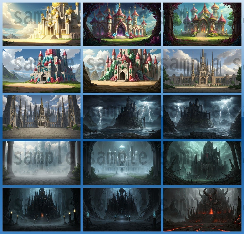 【68種類/112枚】城・宮殿の外観 背景イラスト【著作権フリー素材】