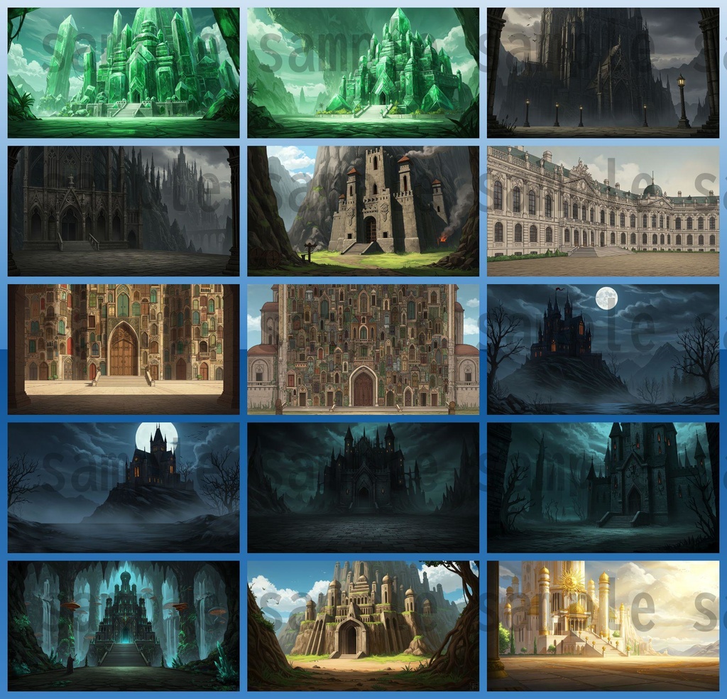 【68種類/112枚】城・宮殿の外観 背景イラスト【著作権フリー素材】