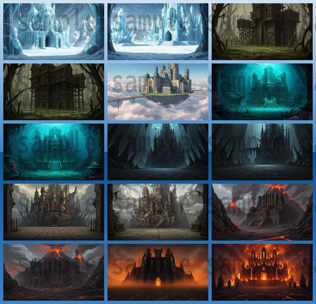 【68種類/112枚】城・宮殿の外観 背景イラスト【著作権フリー素材】