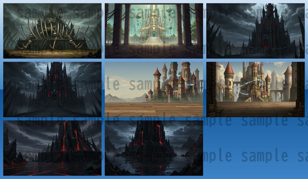 【68種類/112枚】城・宮殿の外観 背景イラスト【著作権フリー素材】