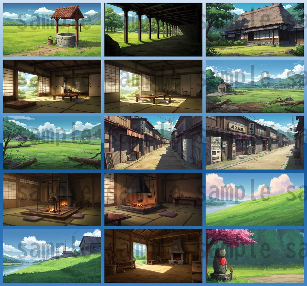 【155枚】日本の田舎の風景 背景イラスト【著作権フリー素材】風景画像