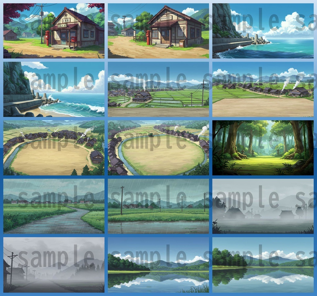 【155枚】日本の田舎の風景 背景イラスト【著作権フリー素材】風景画像