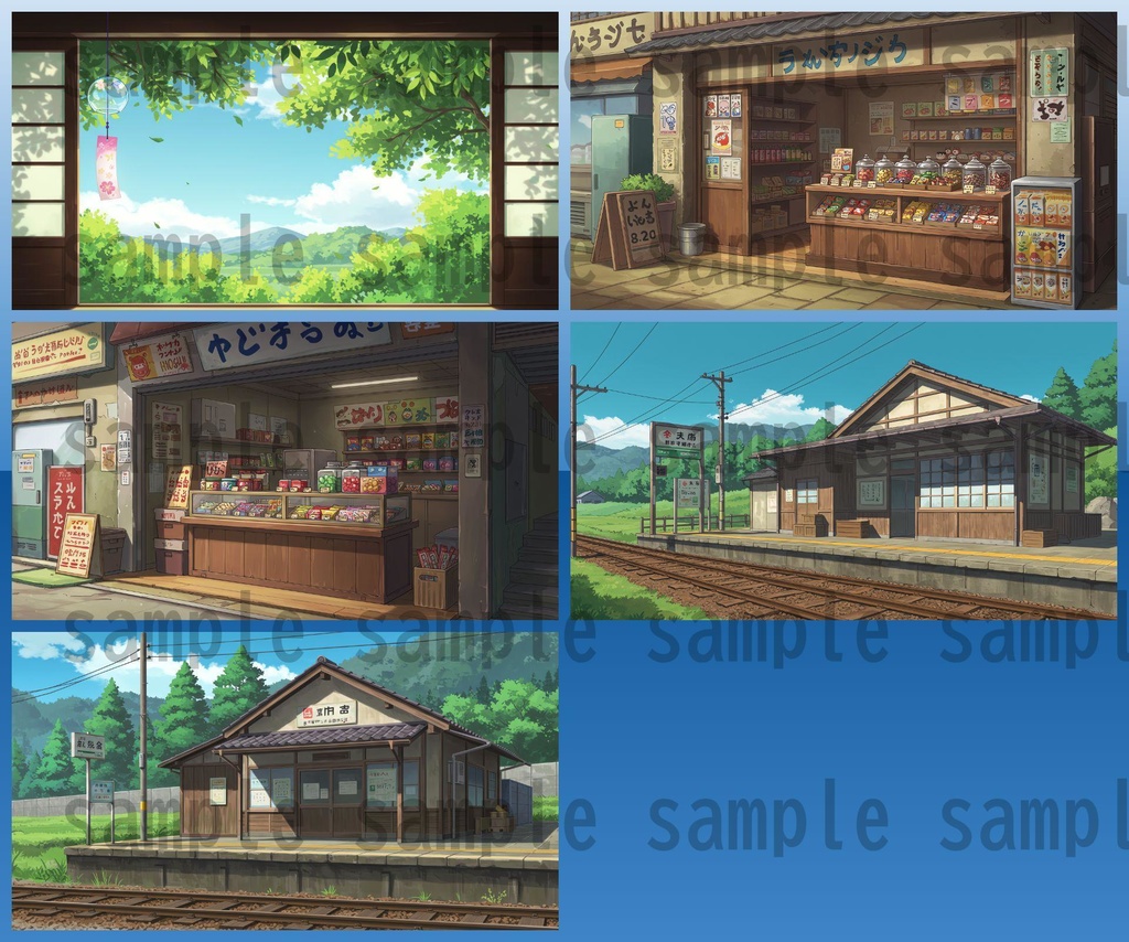 【155枚】日本の田舎の風景 背景イラスト【著作権フリー素材】風景画像