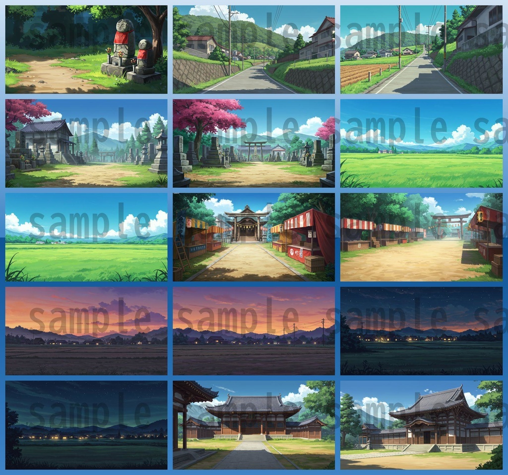 【155枚】日本の田舎の風景 背景イラスト【著作権フリー素材】風景画像