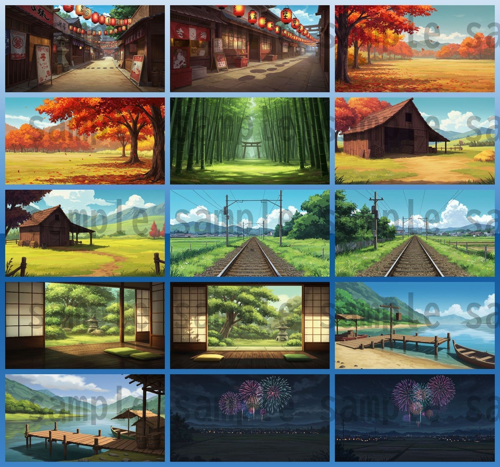 【155枚】日本の田舎の風景 背景イラスト【著作権フリー素材】風景画像