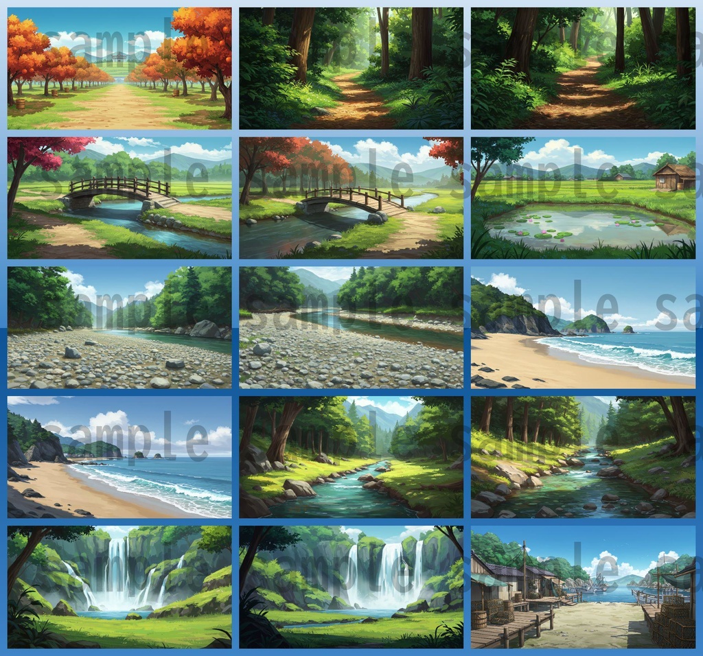 【155枚】日本の田舎の風景 背景イラスト【著作権フリー素材】風景画像