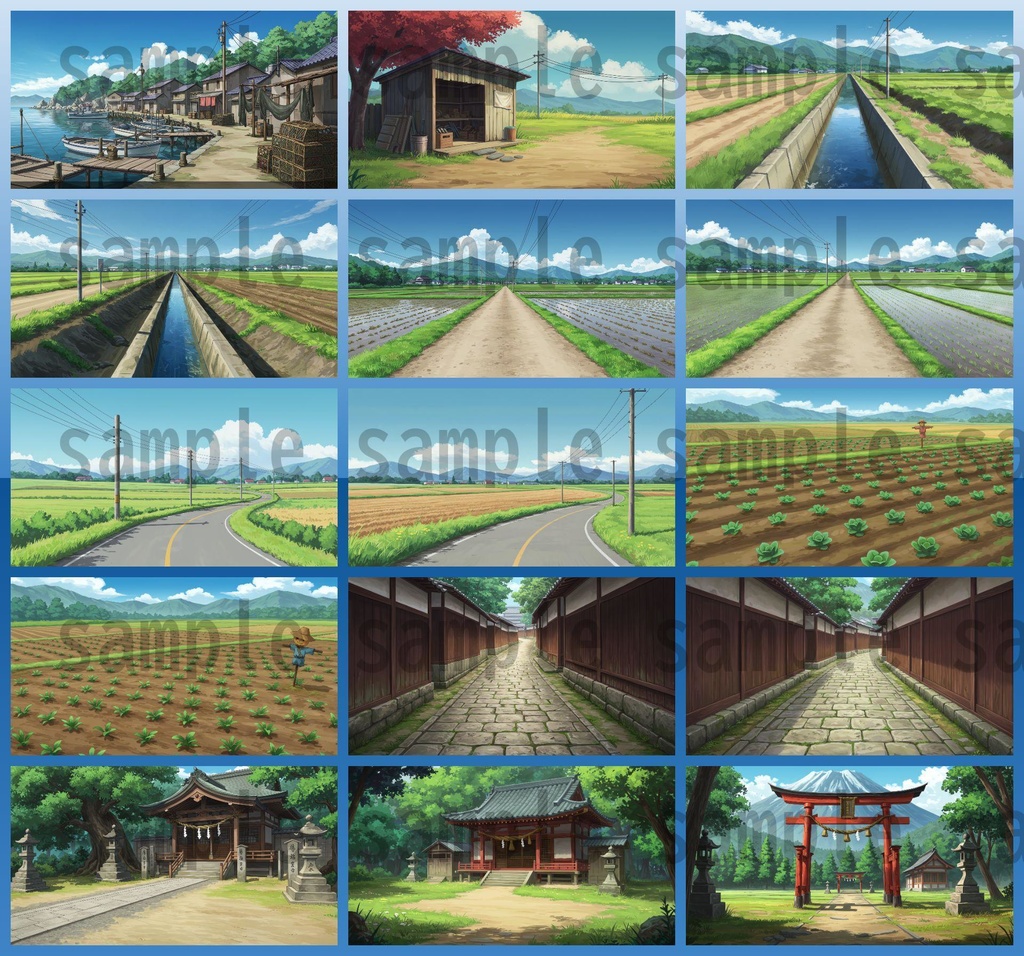 【155枚】日本の田舎の風景 背景イラスト【著作権フリー素材】風景画像