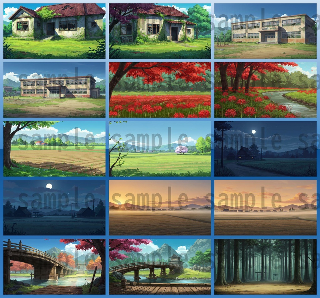 【155枚】日本の田舎の風景 背景イラスト【著作権フリー素材】風景画像