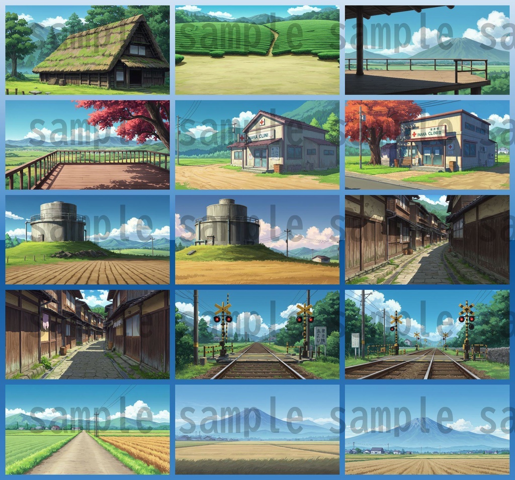 【155枚】日本の田舎の風景 背景イラスト【著作権フリー素材】風景画像