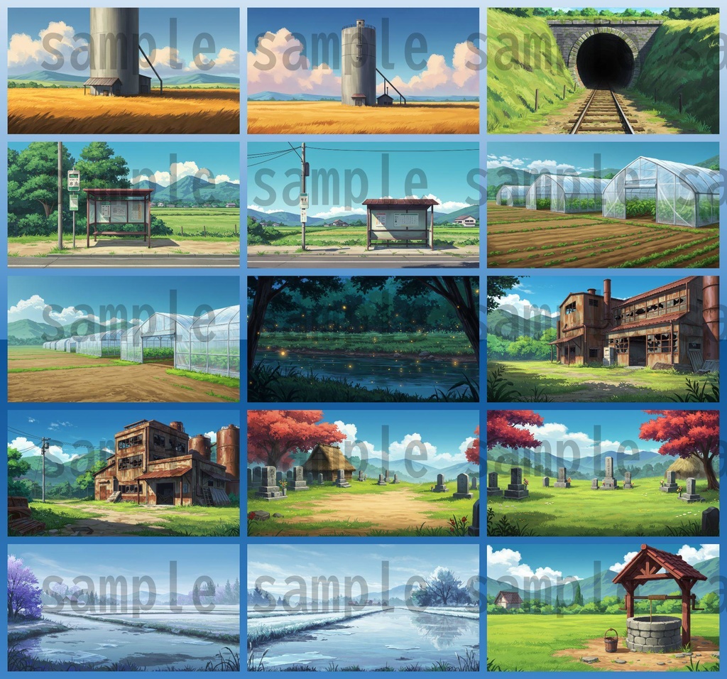 【155枚】日本の田舎の風景 背景イラスト【著作権フリー素材】風景画像