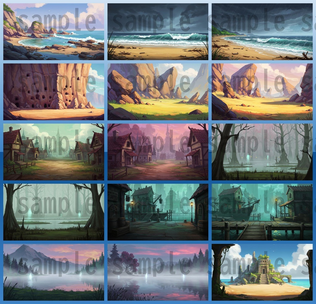 【139種/246枚】ファンタジー風景 背景イラスト【著作権フリー素材】TRPG・動画/画像素材