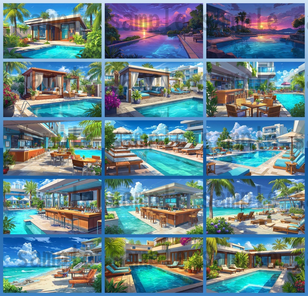 【194枚】リゾート地の風景 背景イラスト【著作権フリー素材】動画・TRPG背景画像