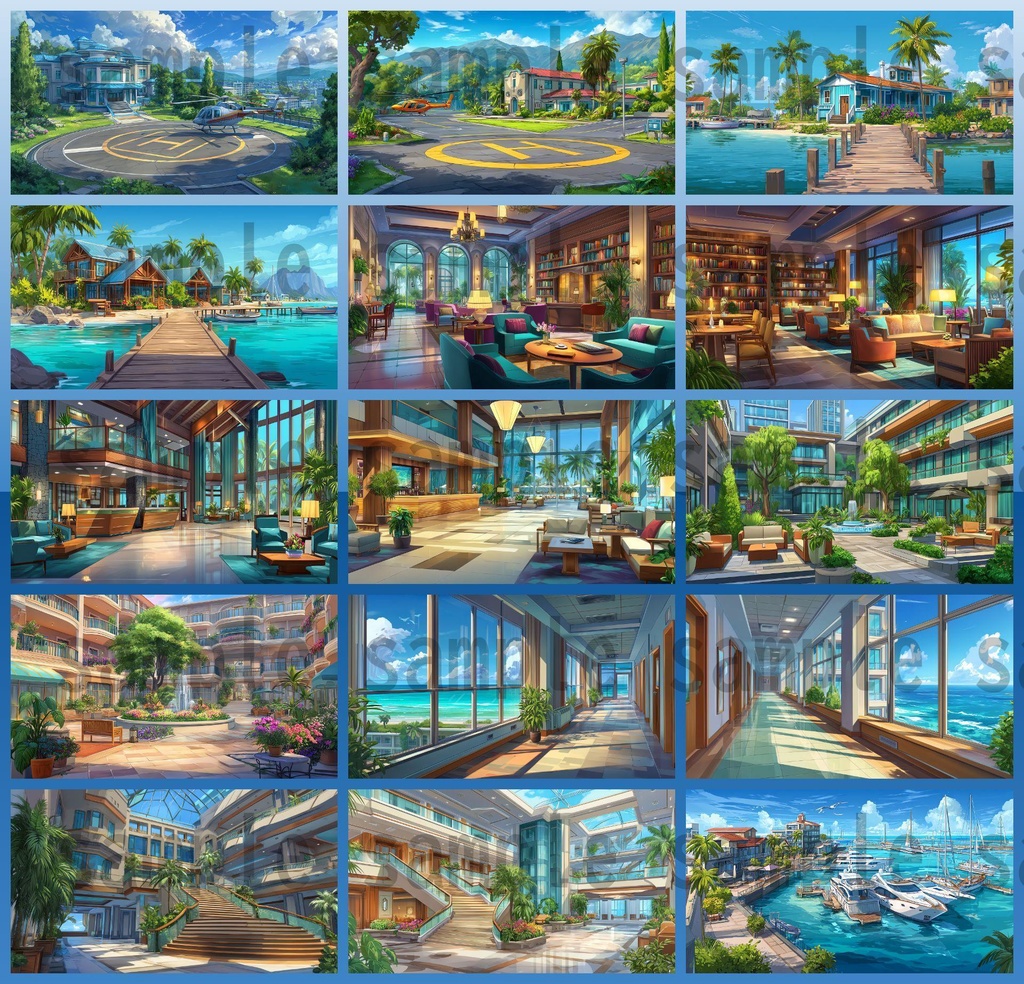 【194枚】リゾート地の風景 背景イラスト【著作権フリー素材】動画・TRPG背景画像