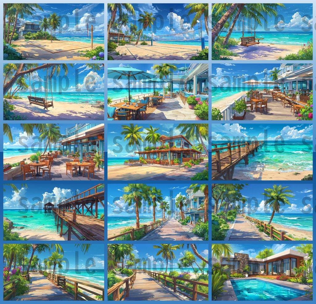 【194枚】リゾート地の風景 背景イラスト【著作権フリー素材】動画・TRPG背景画像