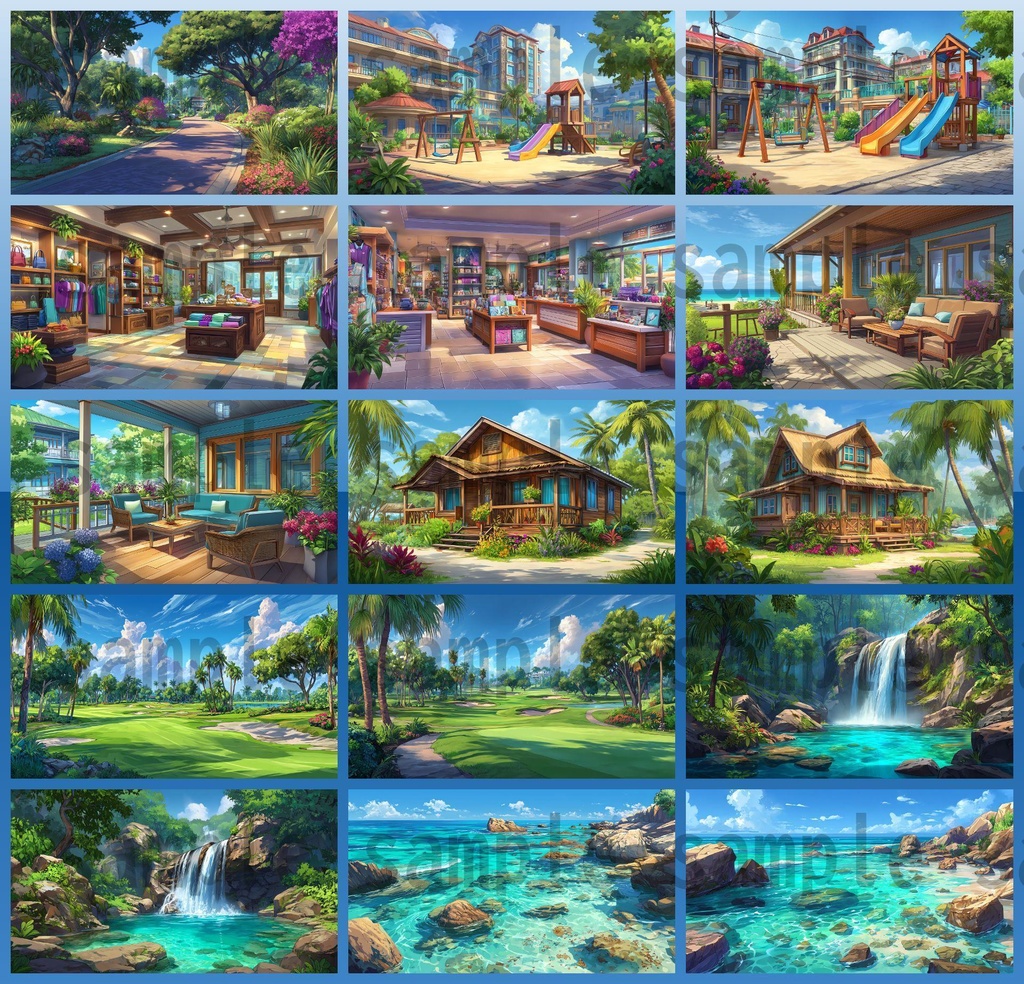 【194枚】リゾート地の風景 背景イラスト【著作権フリー素材】動画・TRPG背景画像