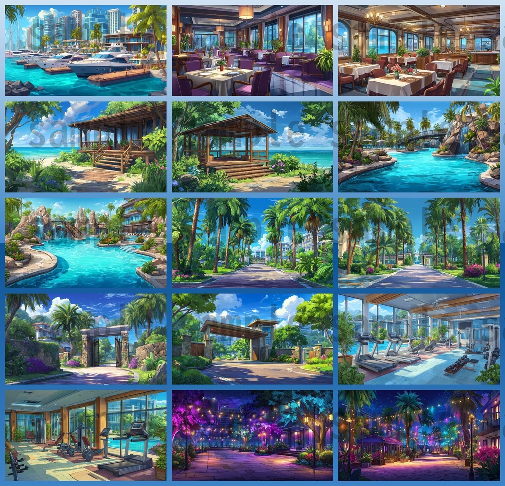 【194枚】リゾート地の風景 背景イラスト【著作権フリー素材】動画・TRPG背景画像