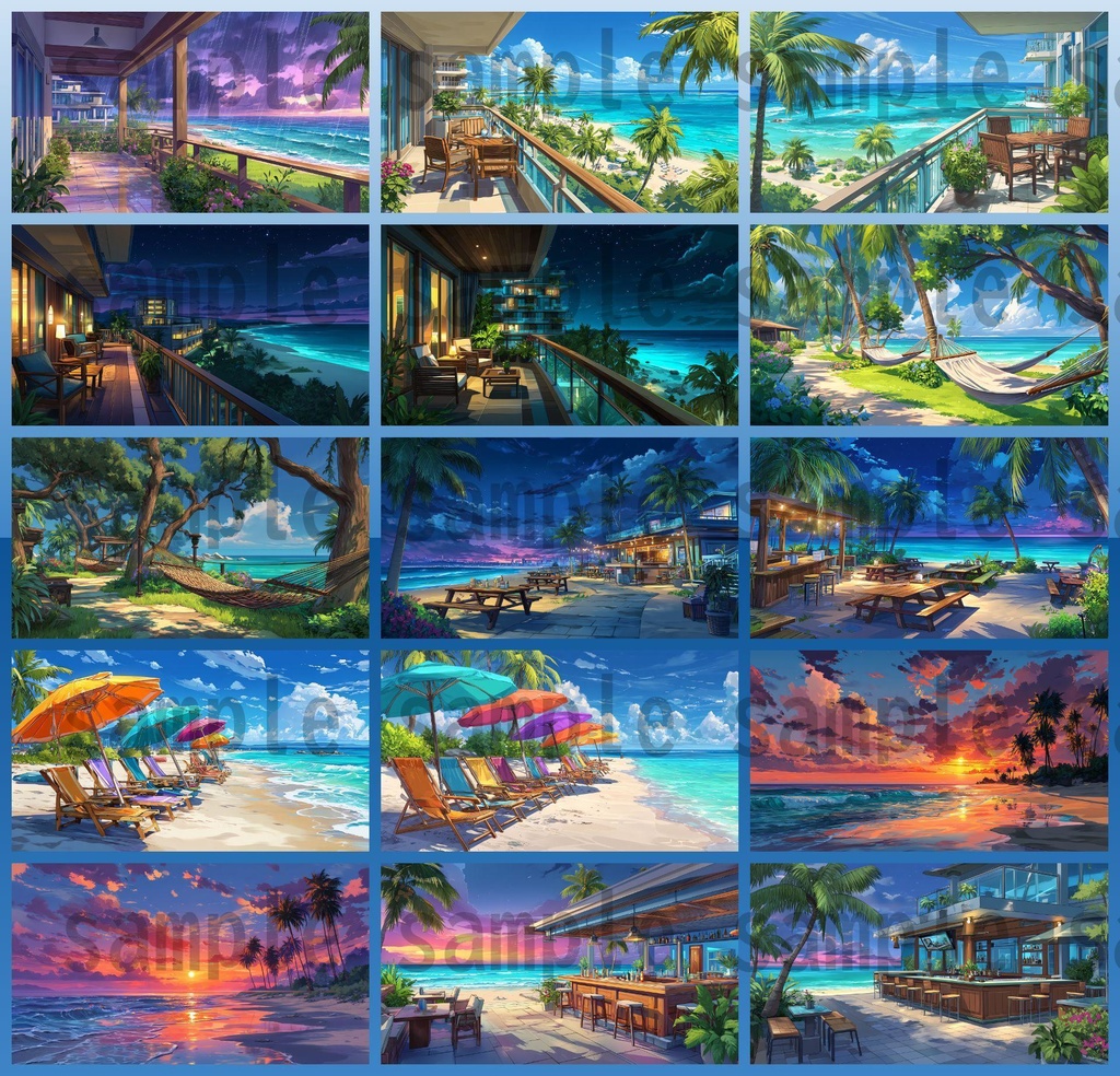 【194枚】リゾート地の風景 背景イラスト【著作権フリー素材】動画・TRPG背景画像