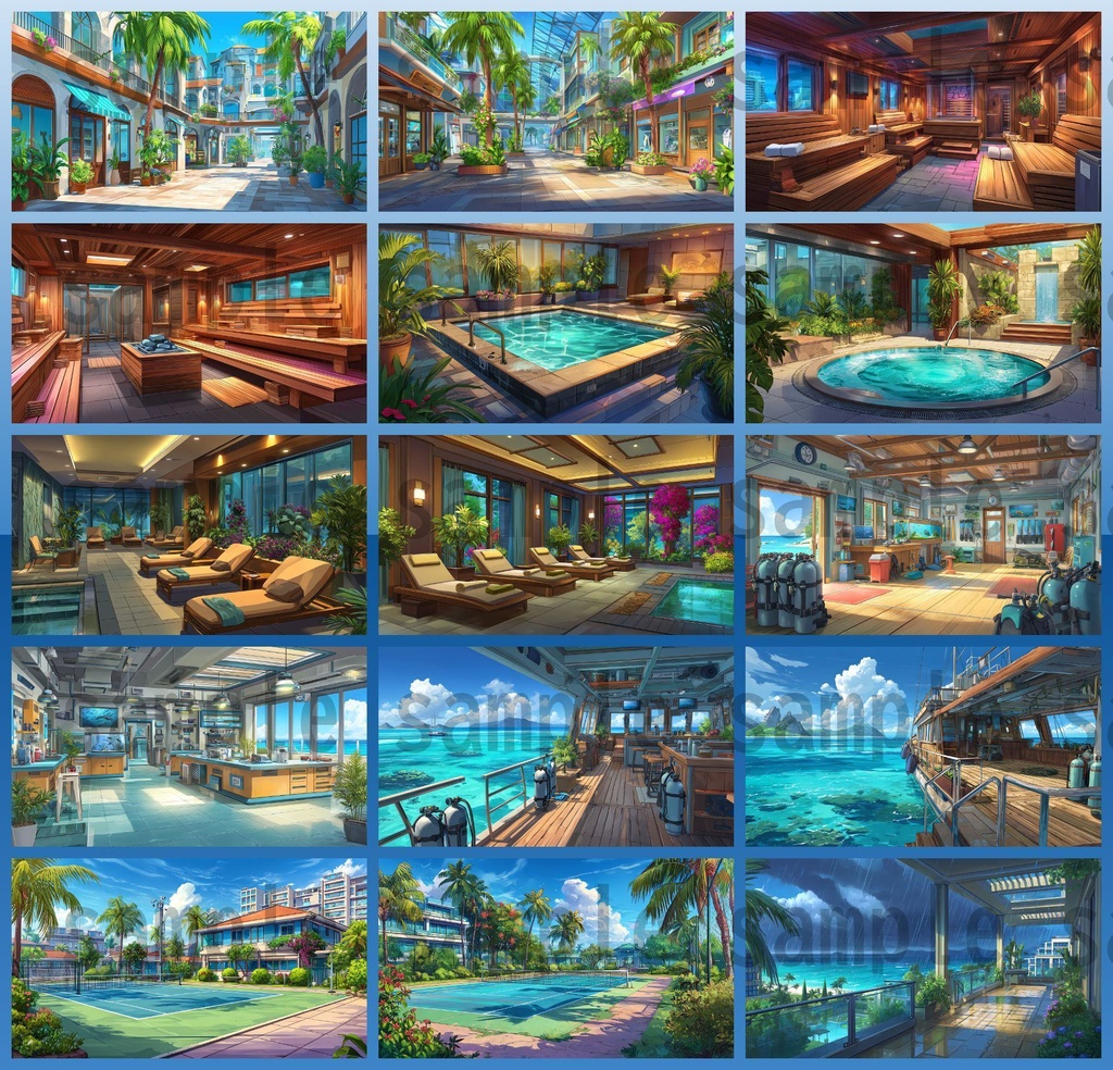 【194枚】リゾート地の風景 背景イラスト【著作権フリー素材】動画・TRPG背景画像