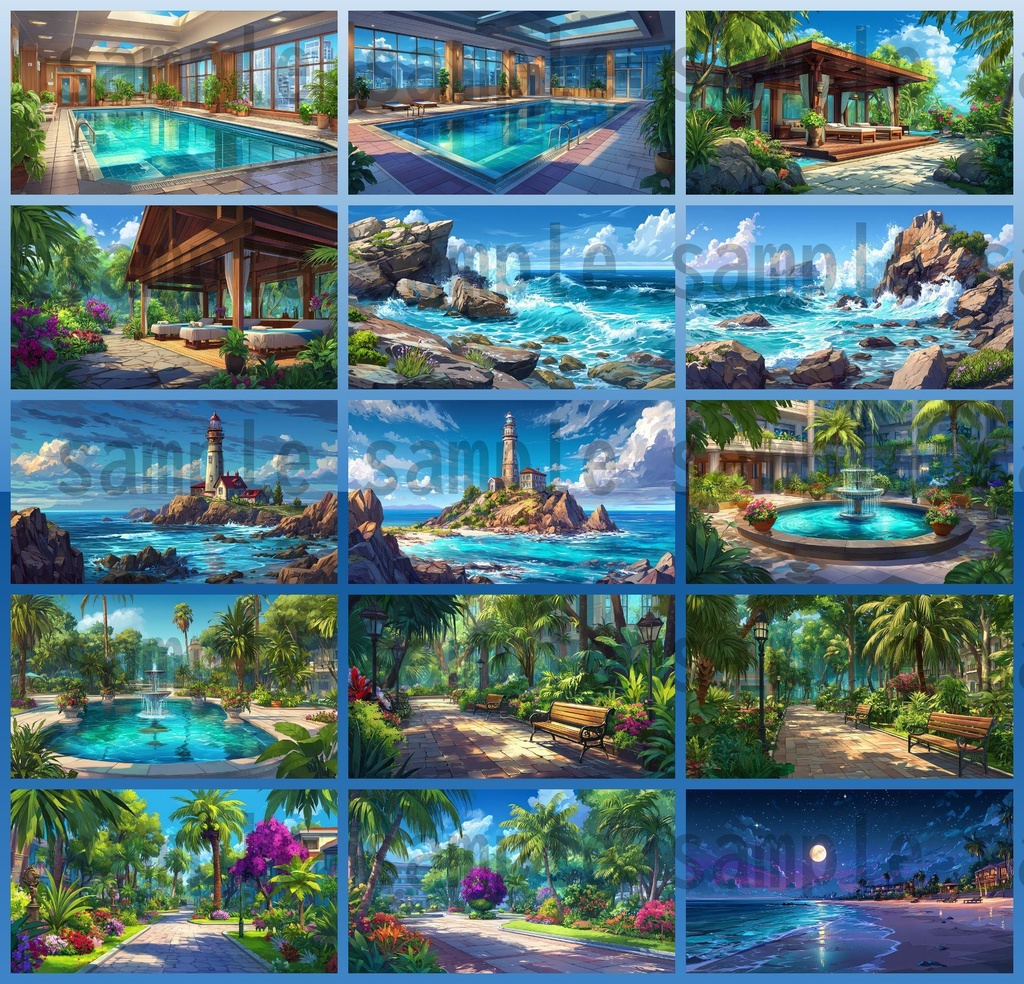 【194枚】リゾート地の風景 背景イラスト【著作権フリー素材】動画・TRPG背景画像