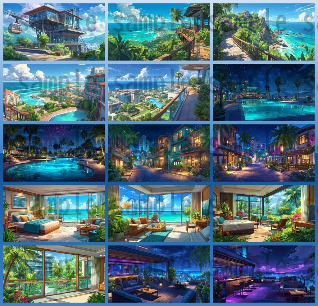 【194枚】リゾート地の風景 背景イラスト【著作権フリー素材】動画・TRPG背景画像