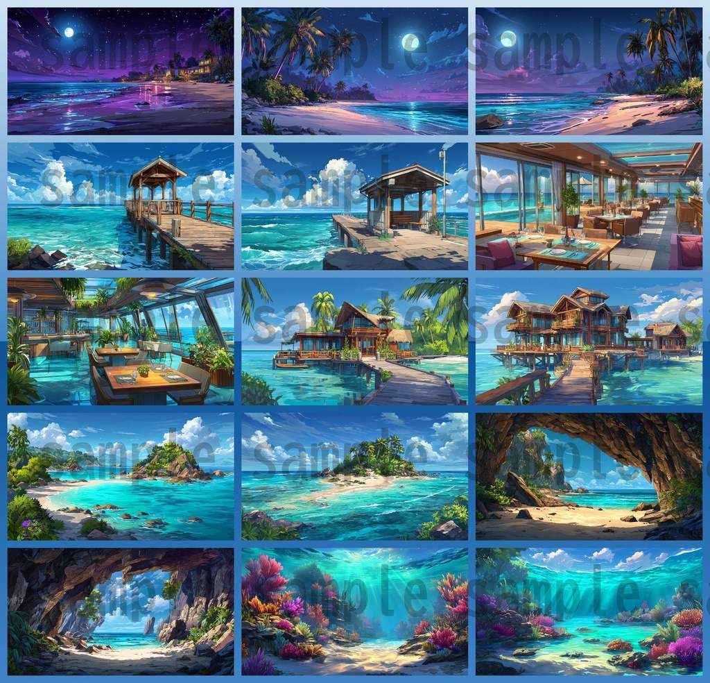 【194枚】リゾート地の風景 背景イラスト【著作権フリー素材】動画・TRPG背景画像