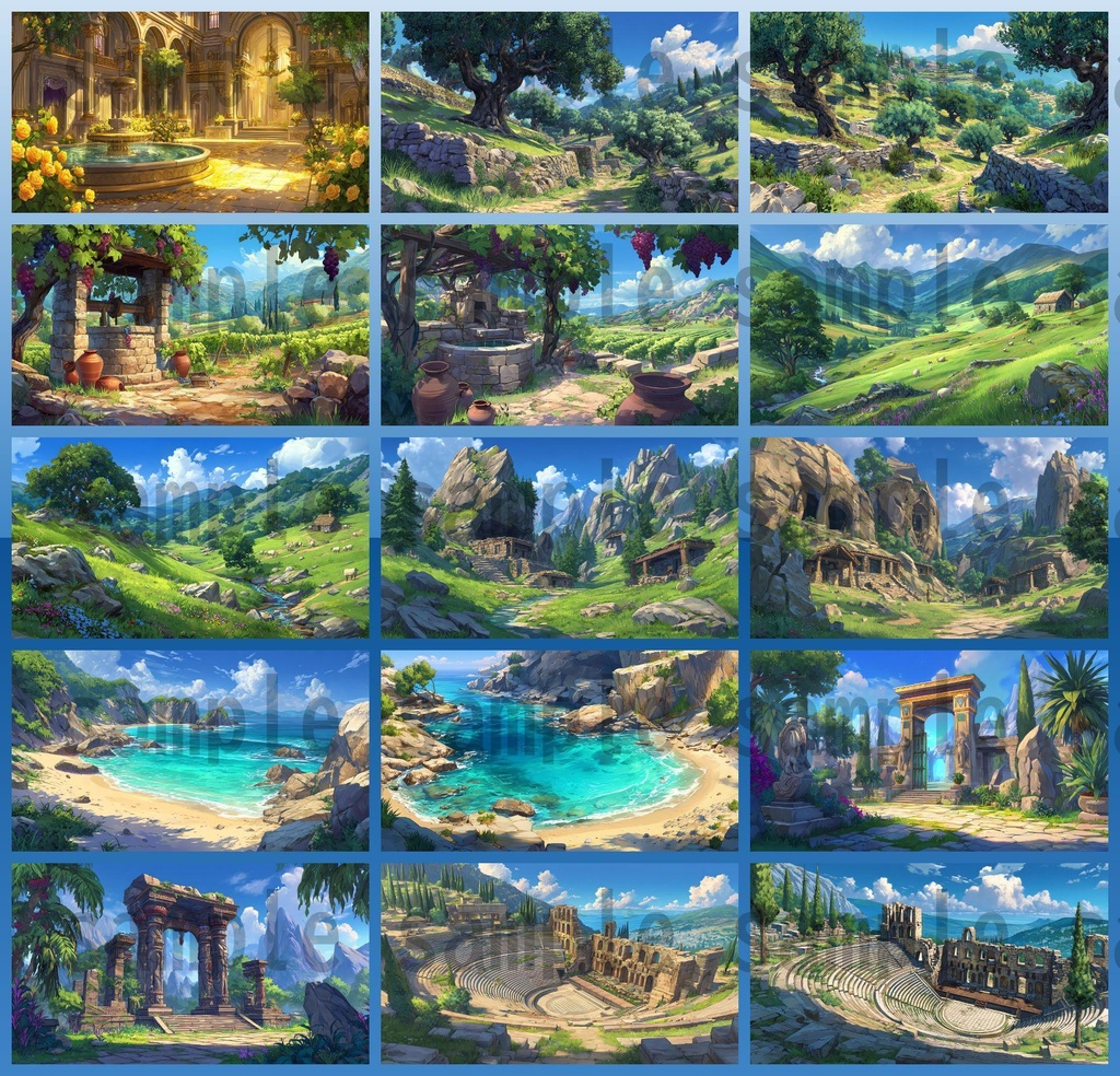 【164枚】古代ギリシャ神話RPG 背景イラスト【著作権フリー素材】