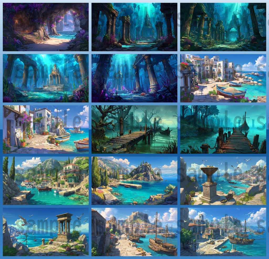 【164枚】古代ギリシャ神話RPG 背景イラスト【著作権フリー素材】