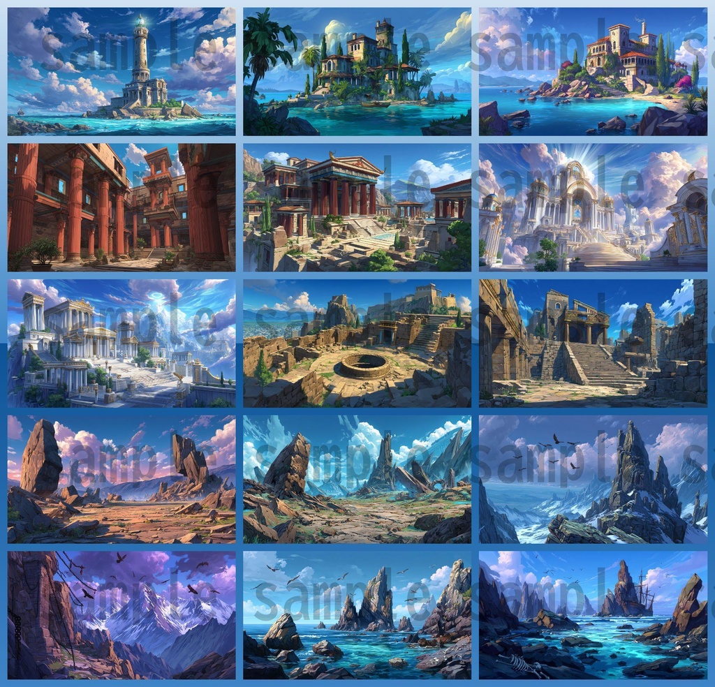 【164枚】古代ギリシャ神話RPG 背景イラスト【著作権フリー素材】