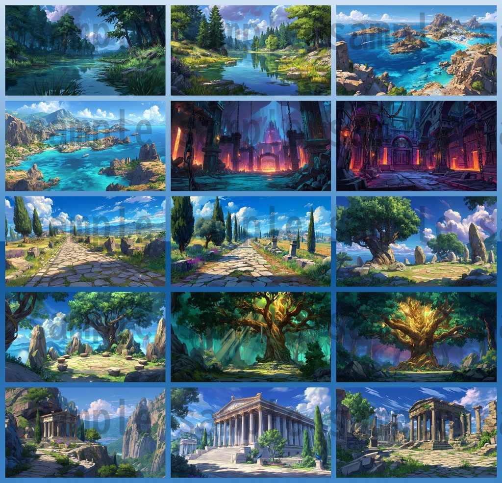 【164枚】古代ギリシャ神話RPG 背景イラスト【著作権フリー素材】