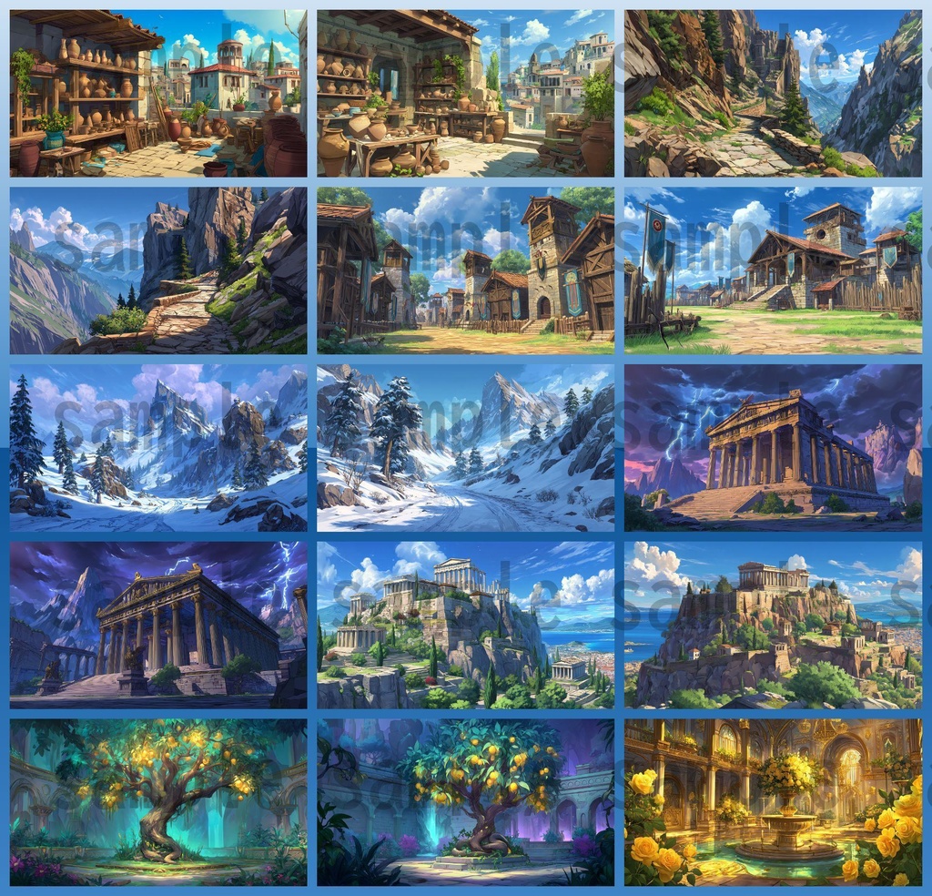 【164枚】古代ギリシャ神話RPG 背景イラスト【著作権フリー素材】