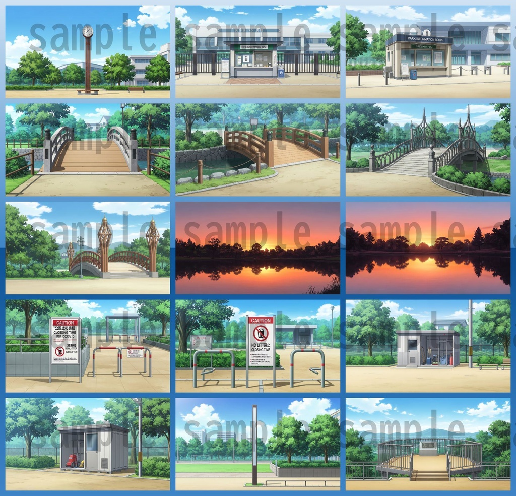 【161枚】公園の風景 背景イラスト【著作権フリー素材/ゲーム・動画背景素材】