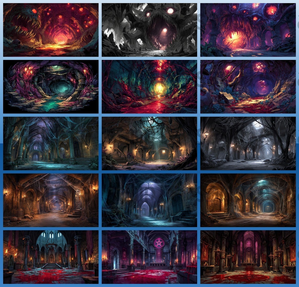 【234枚】ダンジョン・洞窟の風景 背景イラスト【著作権フリー素材/ファンタジー洞窟内画像】