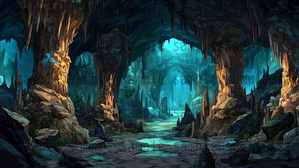 【234枚】ダンジョン・洞窟の風景 背景イラスト【著作権フリー素材/ファンタジー洞窟内画像】