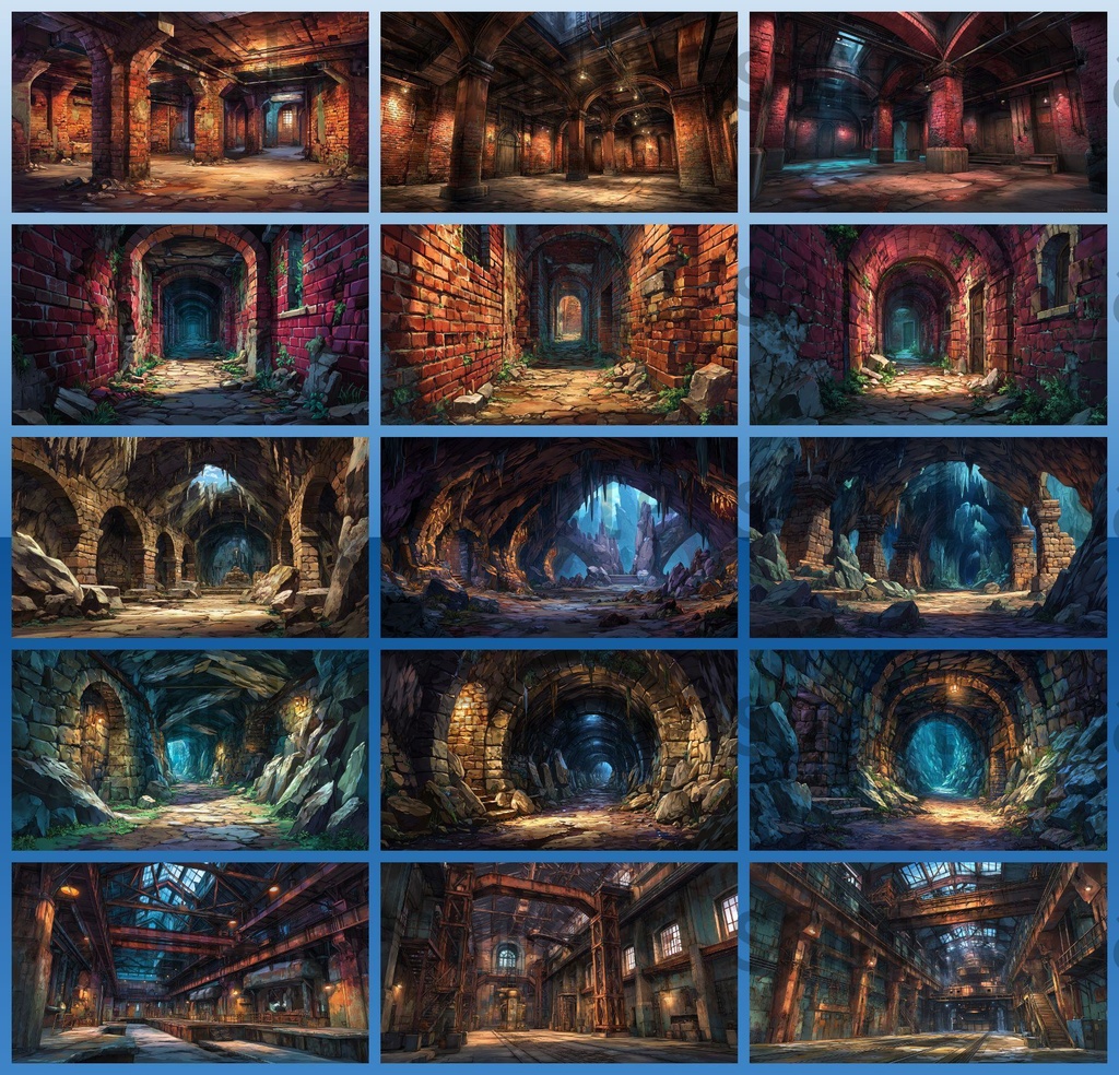 【234枚】ダンジョン・洞窟の風景 背景イラスト【著作権フリー素材/ファンタジー洞窟内画像】