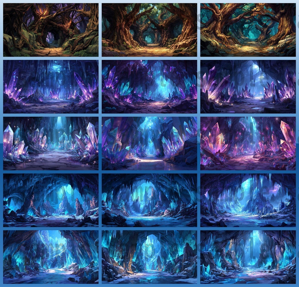 【234枚】ダンジョン・洞窟の風景 背景イラスト【著作権フリー素材/ファンタジー洞窟内画像】