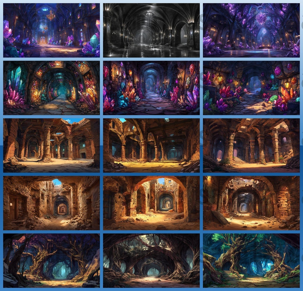 【234枚】ダンジョン・洞窟の風景 背景イラスト【著作権フリー素材/ファンタジー洞窟内画像】