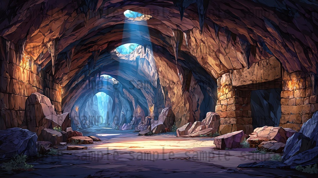 【234枚】ダンジョン・洞窟の風景 背景イラスト【著作権フリー素材/ファンタジー洞窟内画像】