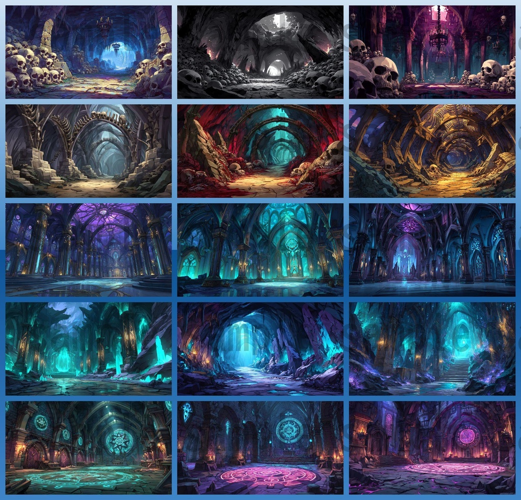 【234枚】ダンジョン・洞窟の風景 背景イラスト【著作権フリー素材/ファンタジー洞窟内画像】