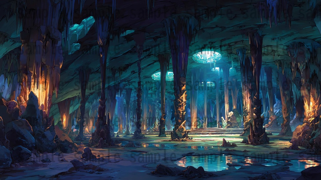 【234枚】ダンジョン・洞窟の風景 背景イラスト【著作権フリー素材/ファンタジー洞窟内画像】