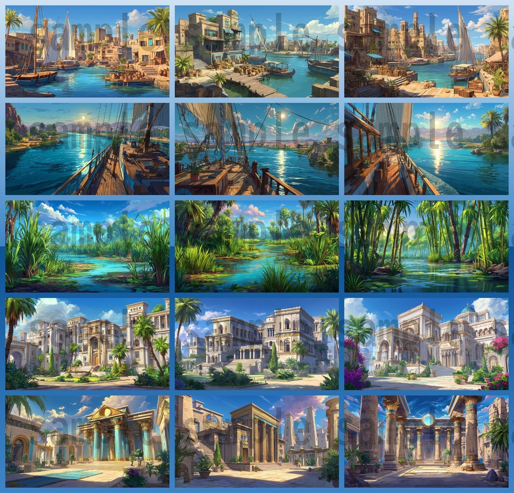 【288枚】古代エジプト ファンタジー背景イラスト【著作権フリー素材】