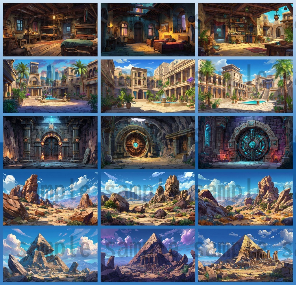 【288枚】古代エジプト ファンタジー背景イラスト【著作権フリー素材】