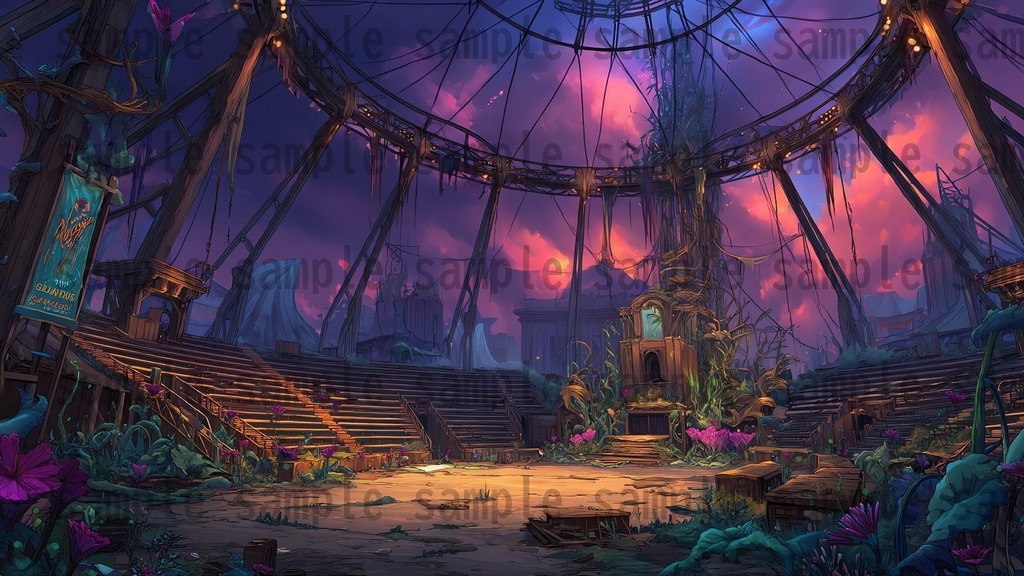 【155枚】ディストピア 植物支配都市~緑に呑まれた街~ 背景イラスト【著作権フリー素材】終末世界風景